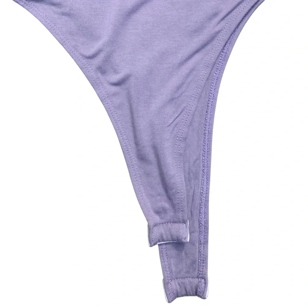 Set of 2 Bodysuit Short Sleeves Size Small Stretch Purple Tan Beige - Picture 12 of 16